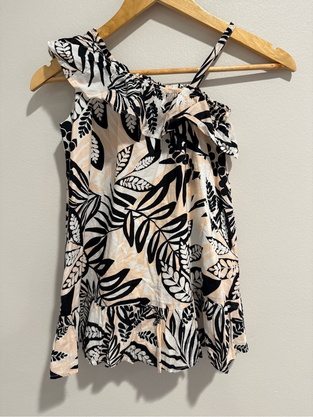 Janie and Jack Girls 5 Tropical Leaves Ruffle Sundress Cotton Resort Vacation